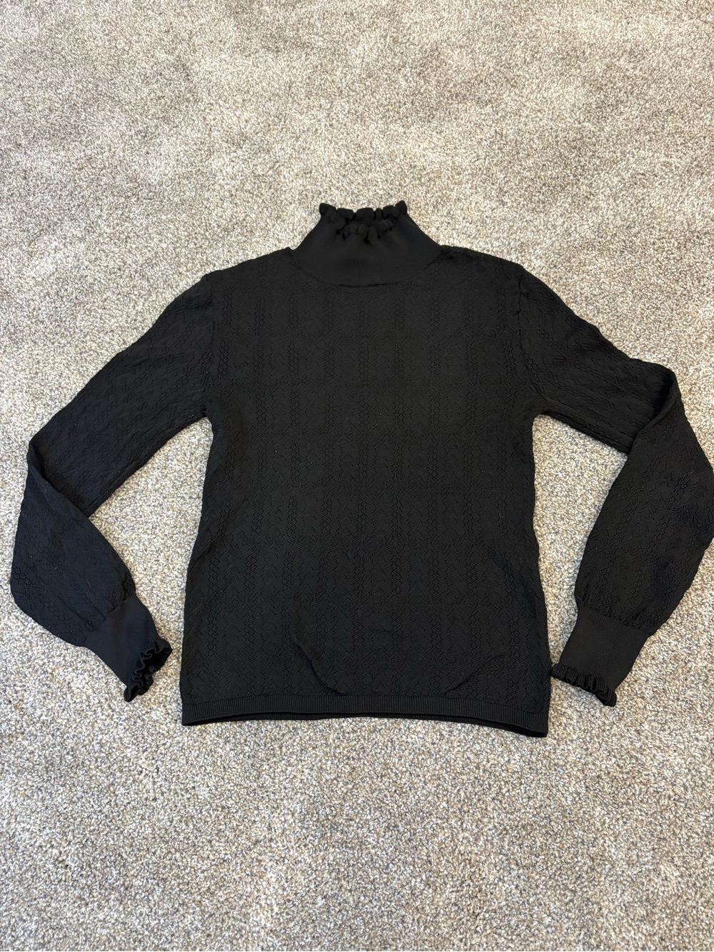 Zara Black Turtleneck Sweater with Ruffled Neck